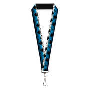 Lanyard - 1.0" - Plaid X Gradient Black White Blue Lanyards Buckle-Down