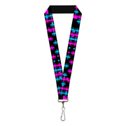 Lanyard - 1.0" - Pixilated Checker Black Fuchsia Turquoise Lanyards Buckle-Down