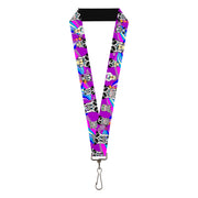 Lanyard - 1.0" - Panda Hat Animals w Bright Color Burst Lanyards Buckle-Down