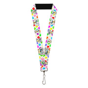 Lanyard - 1.0" - Puppies w Paw Prints White Multi Color Lanyards Buckle-Down