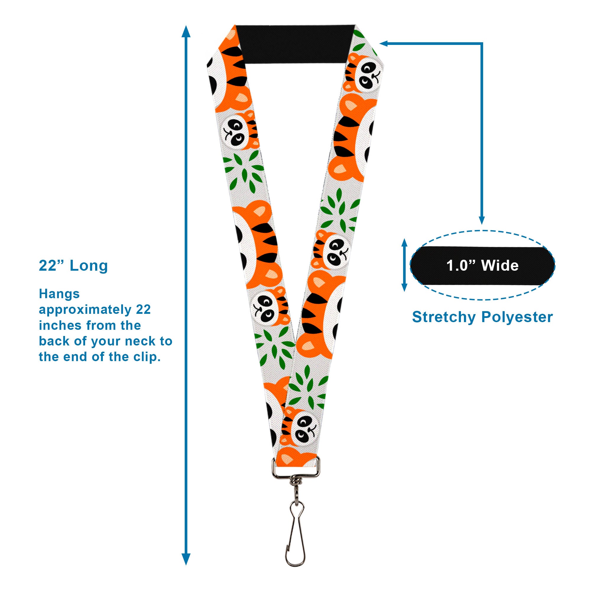 Lanyard - 1.0" - Panda w Tiger Hat Lanyards Buckle-Down