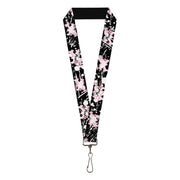 Lanyard - 1.0" - Punk Heart & Cross Bones w Splatter Black White Lanyards Buckle-Down