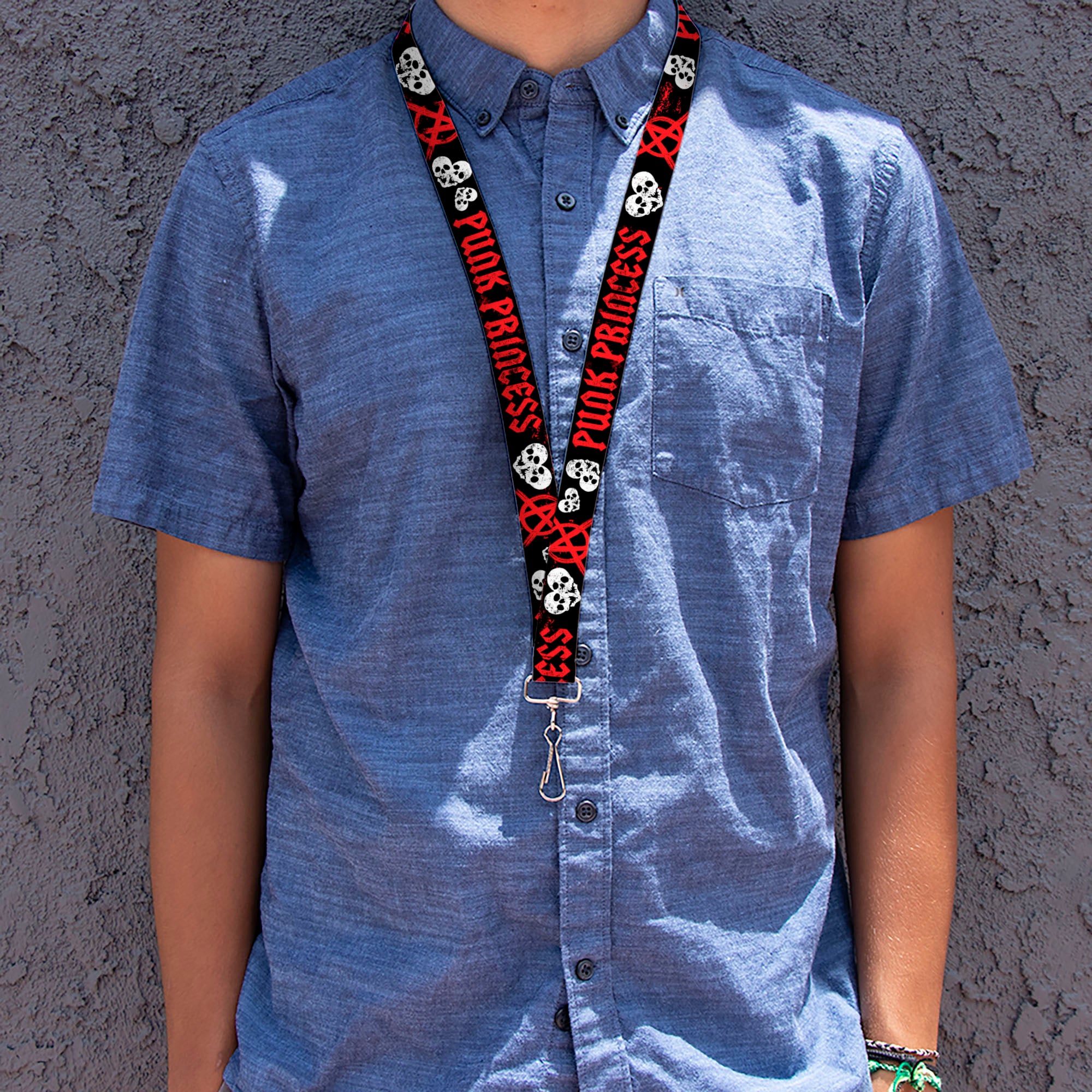 Lanyard - 1.0" - Punk Princess Black Red White Lanyards Buckle-Down