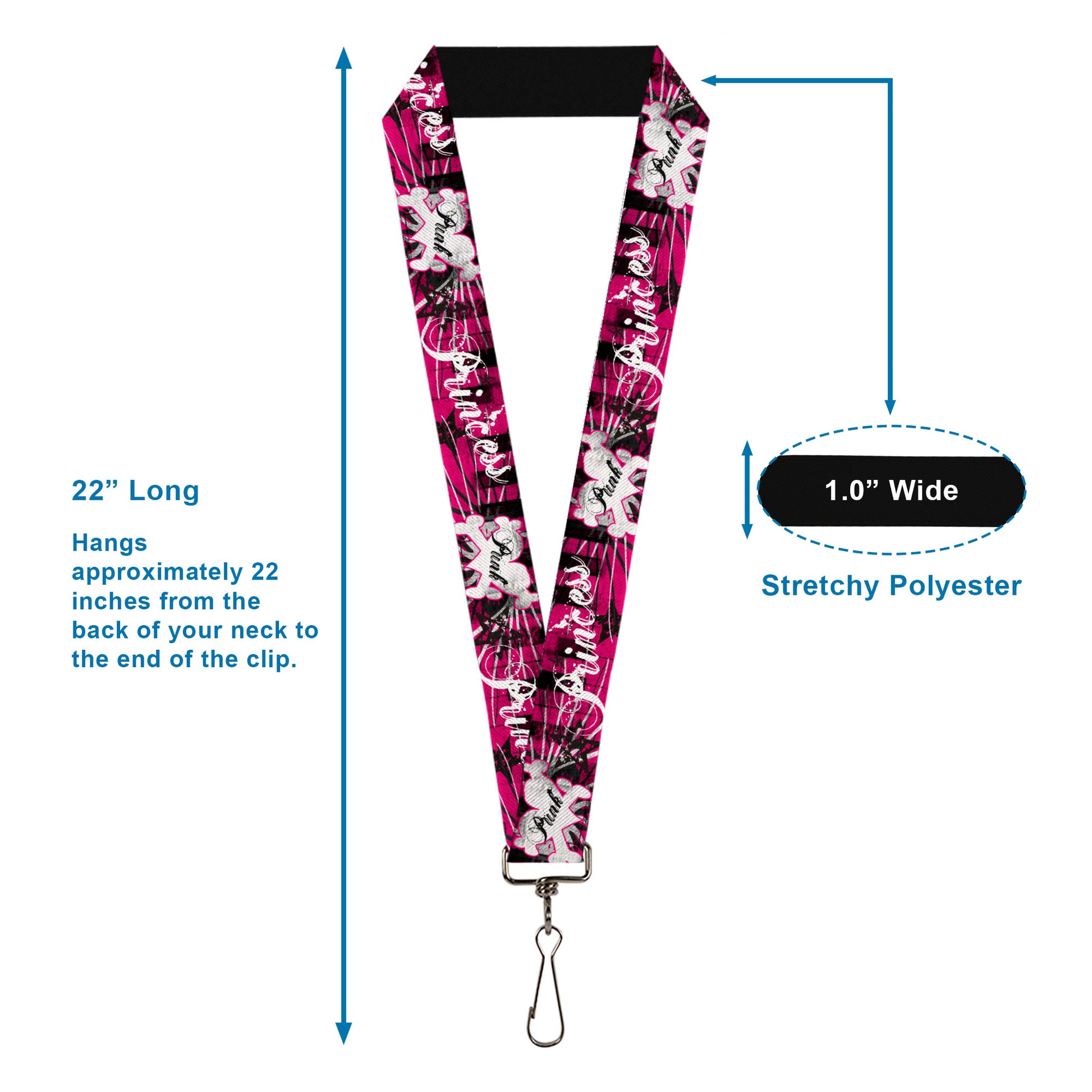 Lanyard - 1.0" - Punk Princess w Piano Keys Lanyards Buckle-Down