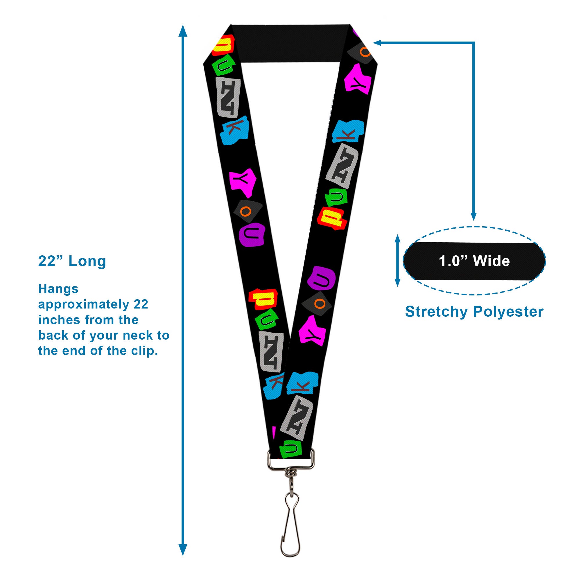 Lanyard - 1.0" - Punk You Black Full Color Lanyards Buckle-Down