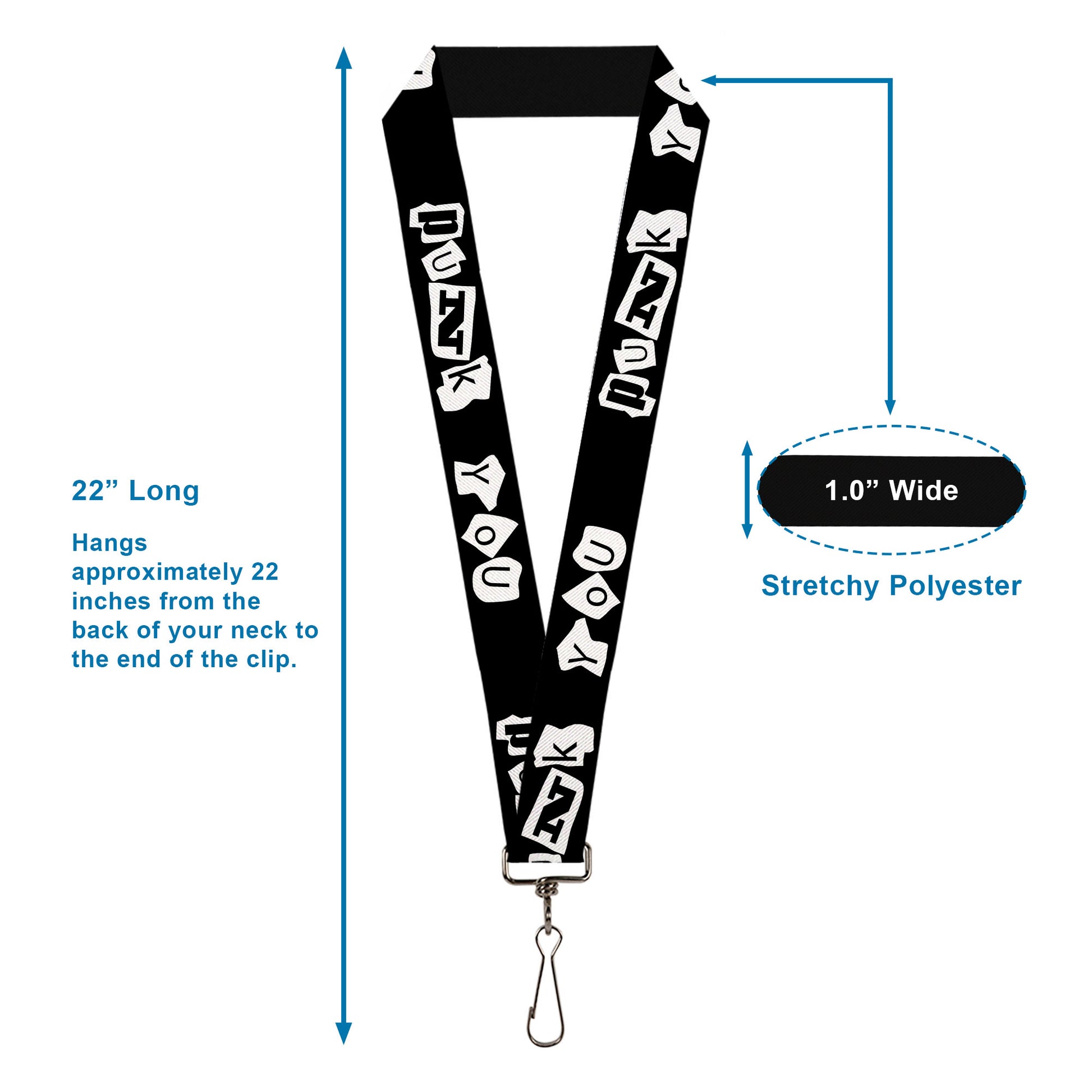 Lanyard - 1.0" - Punk You Black White Lanyards Buckle-Down