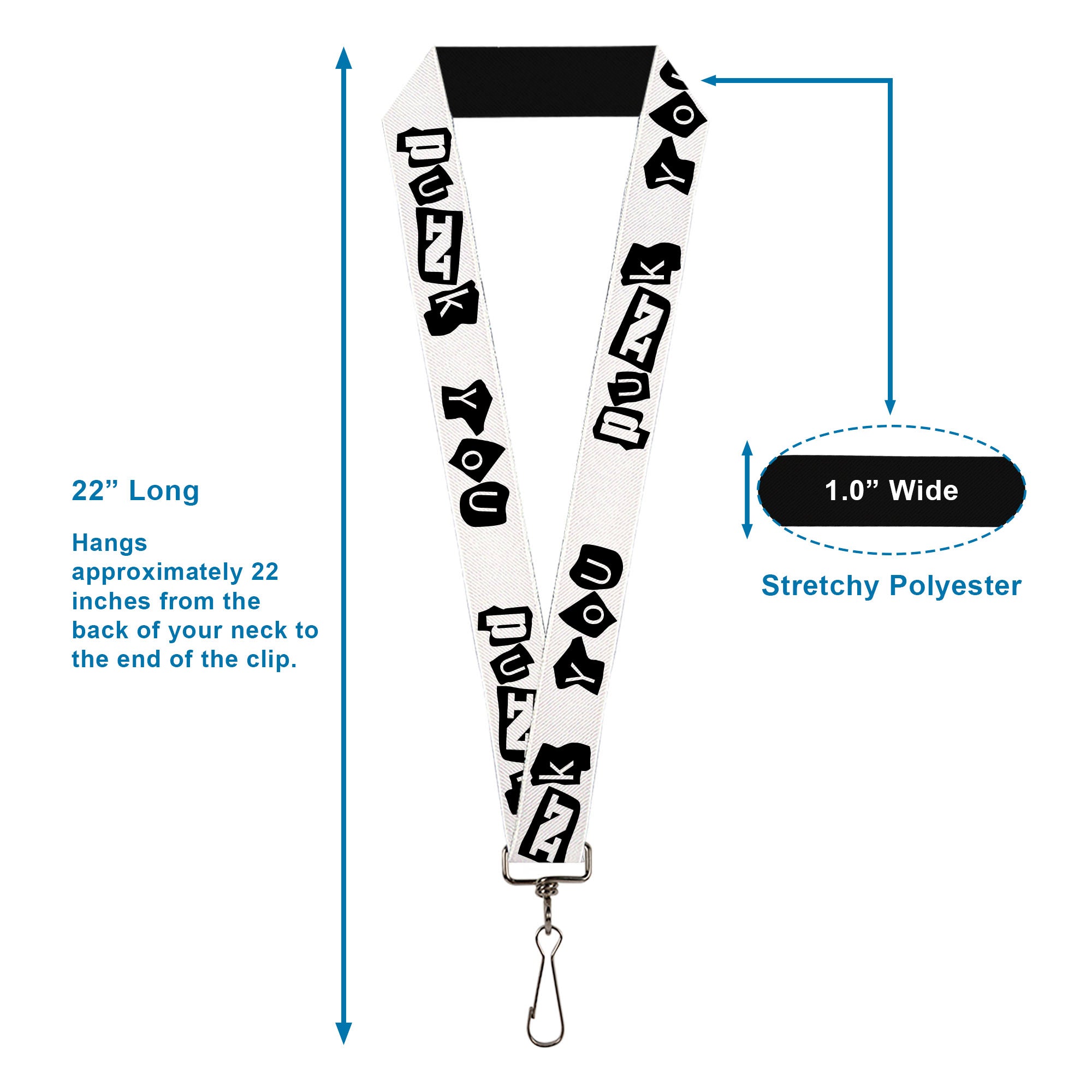 Lanyard - 1.0" - Punk You White Black Lanyards Buckle-Down