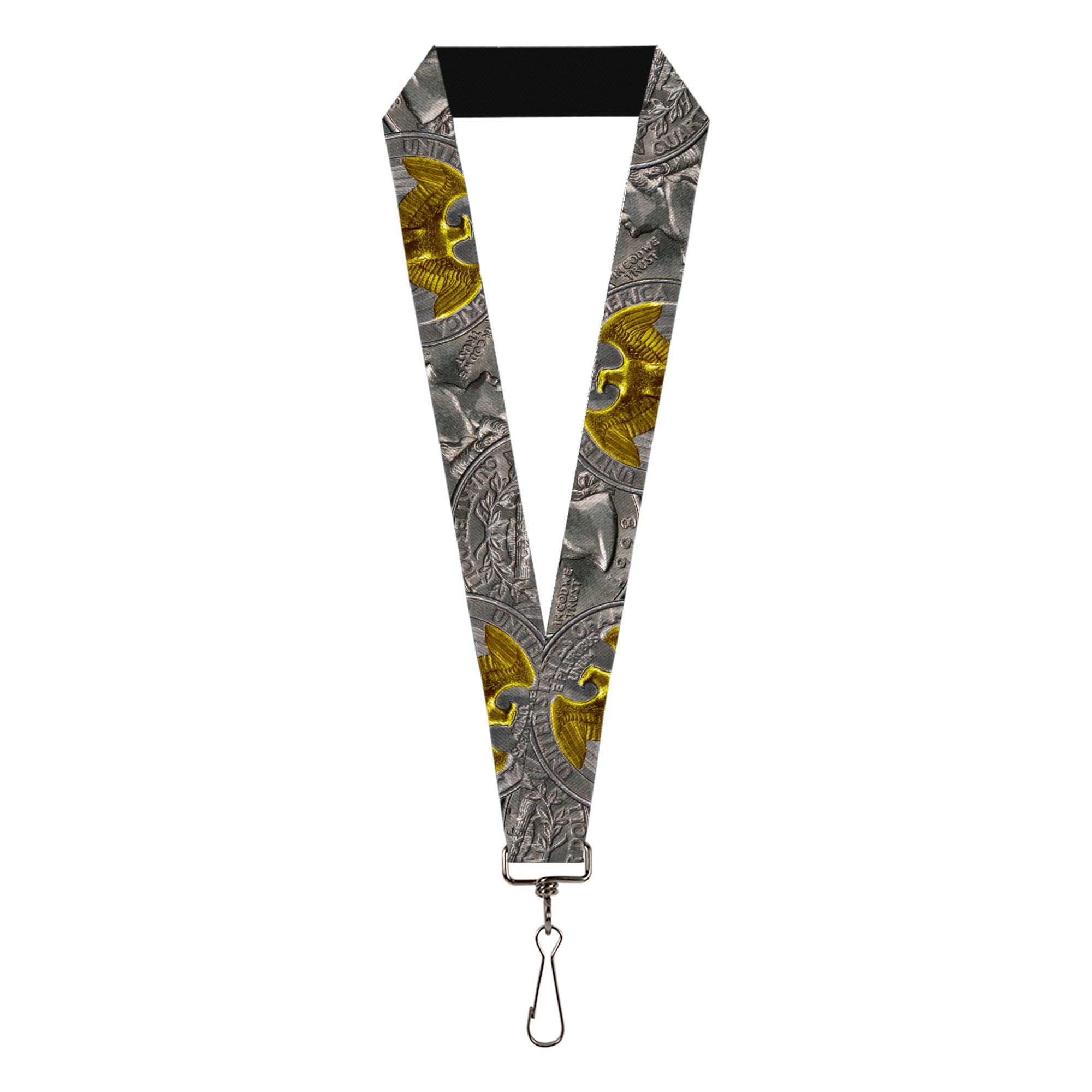Lanyard - 1.0" - Quarter Coins Stacked Silvery Gray/Golden Yellow Lanyards Buckle-Down