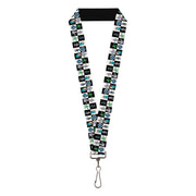 Lanyard - 1.0" - Robot Checkers Black White Lanyards Buckle-Down