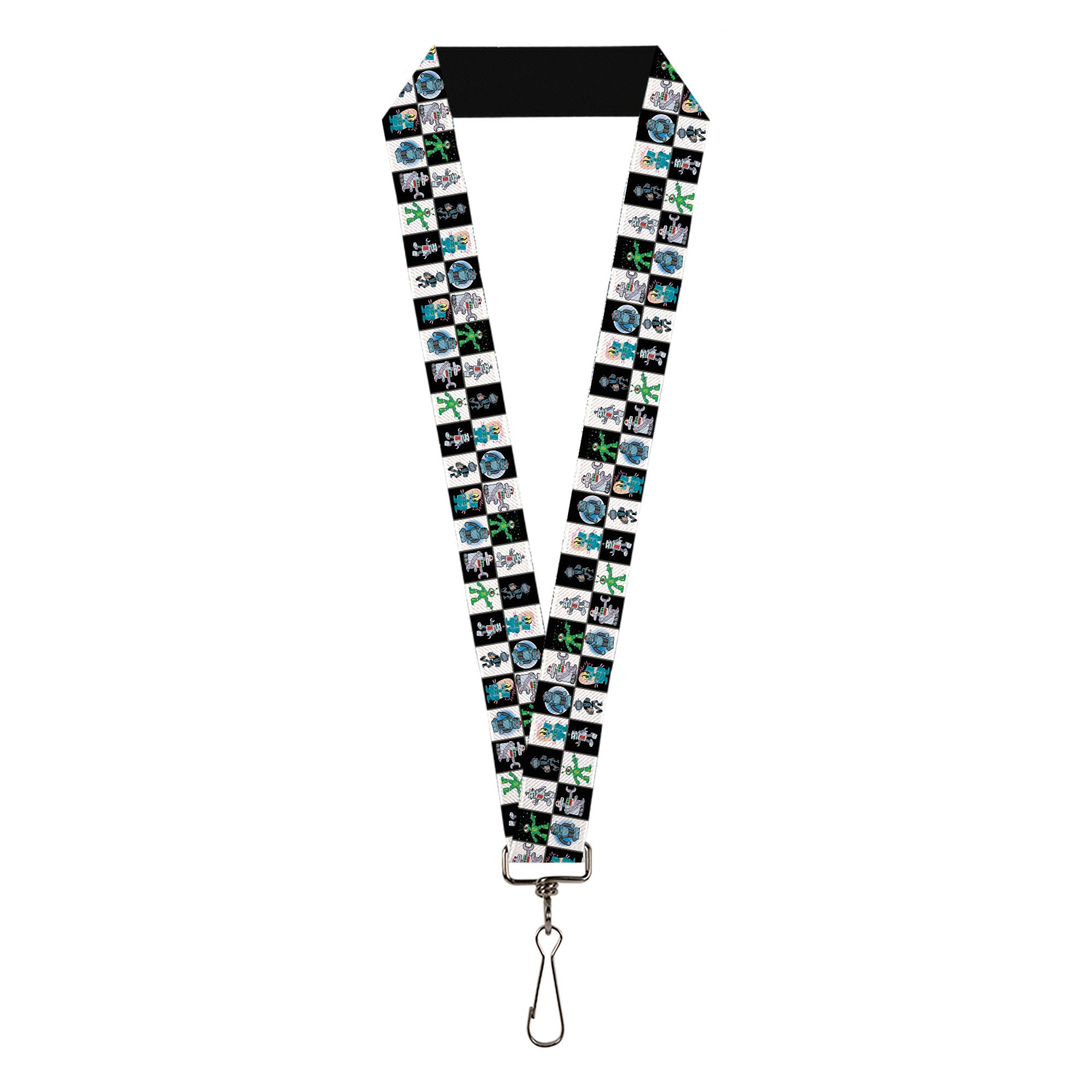 Lanyard - 1.0" - Robot Checkers Black White Lanyards Buckle-Down