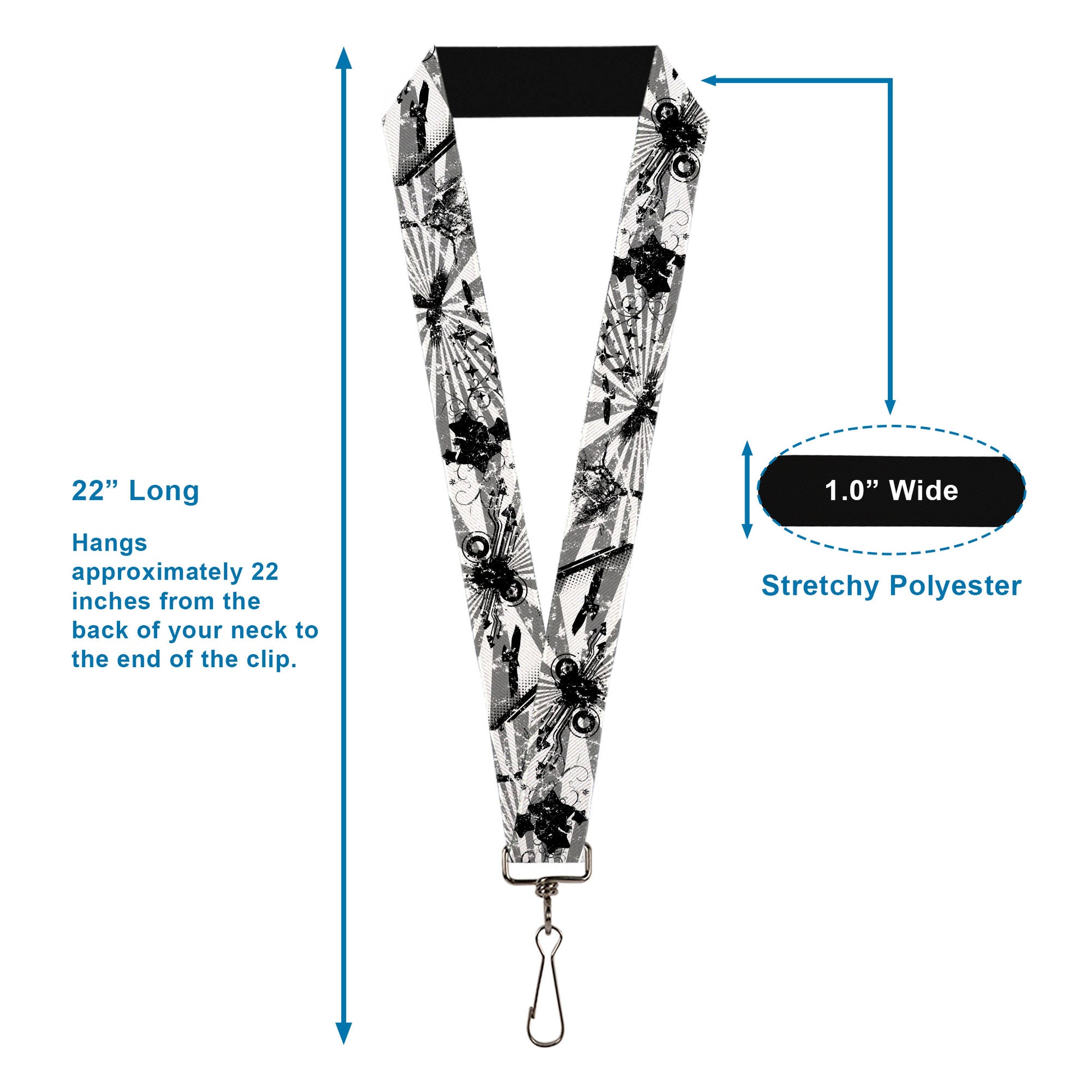 Lanyard - 1.0" - Rising Sun White Gray Lanyards Buckle-Down
