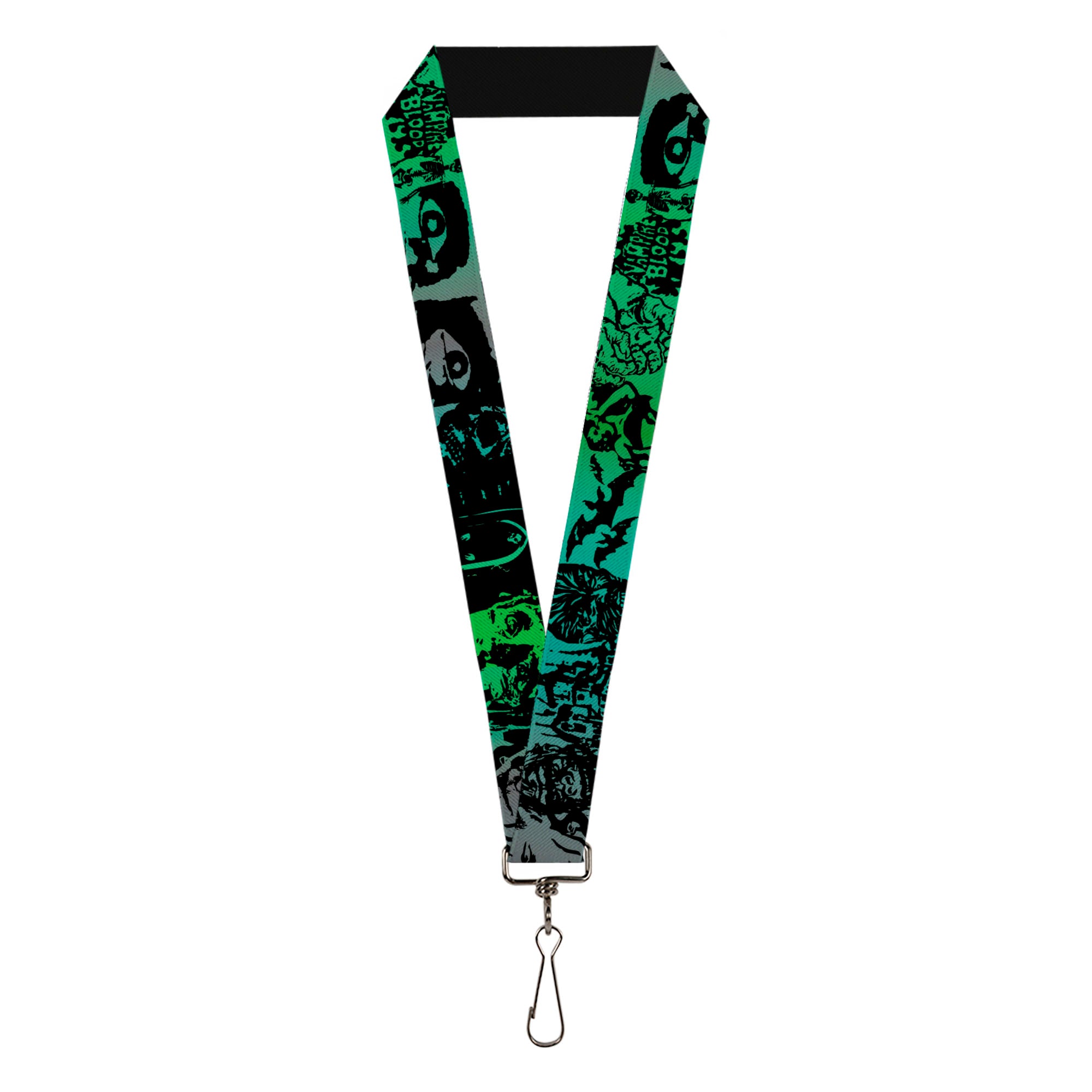 Lanyard - 1.0" - Retro Monster Aqua Black Lanyards Buckle-Down