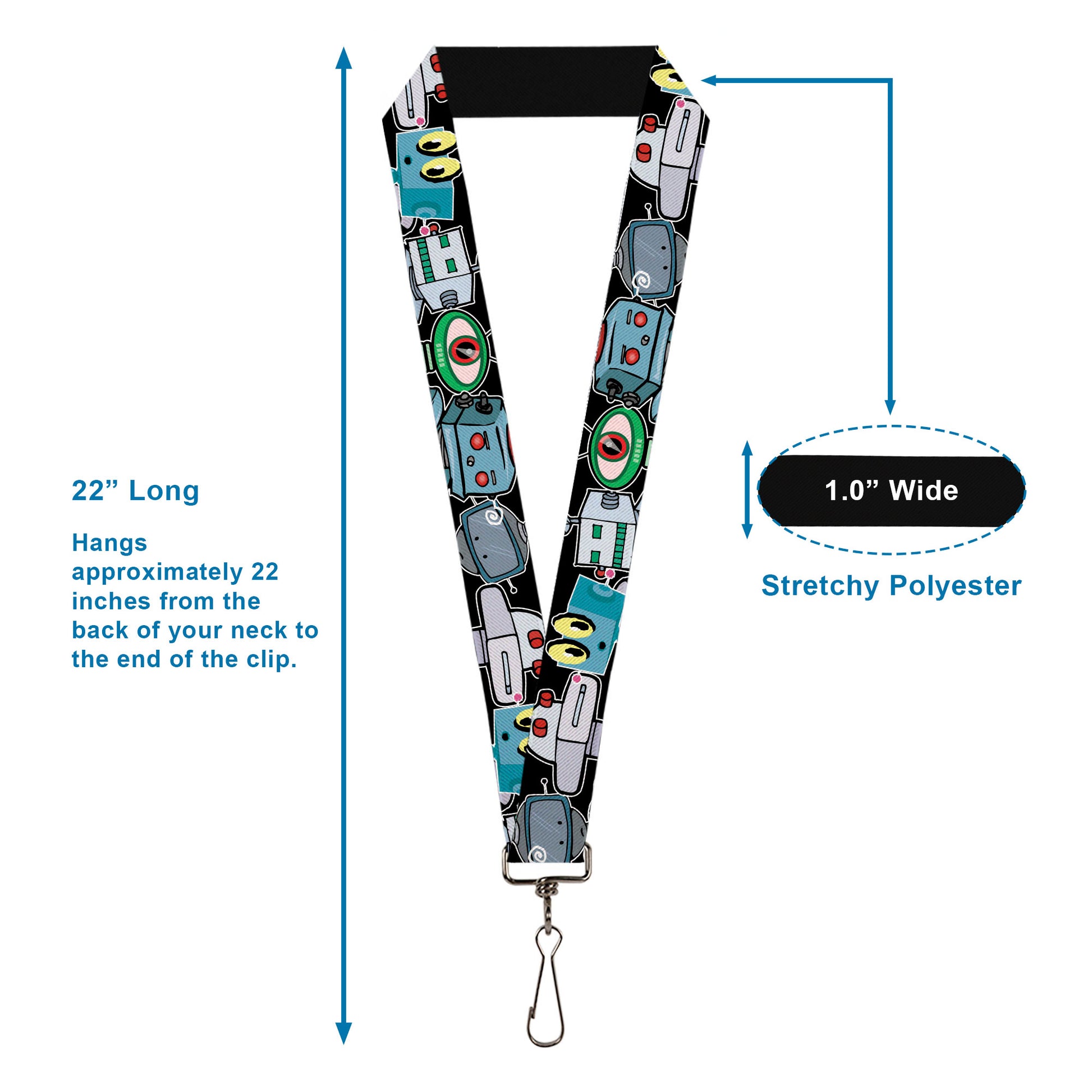 Lanyard - 1.0" - Robots C U Black Lanyards Buckle-Down