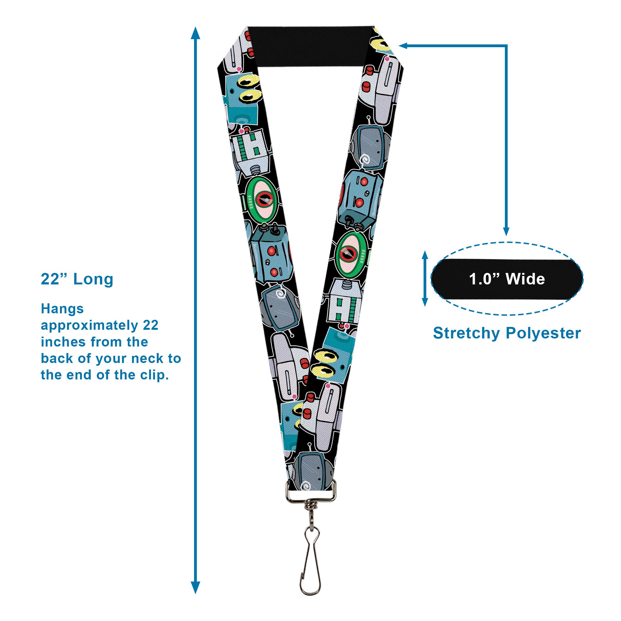 Lanyard - 1.0" - Robots C U Black Lanyards Buckle-Down