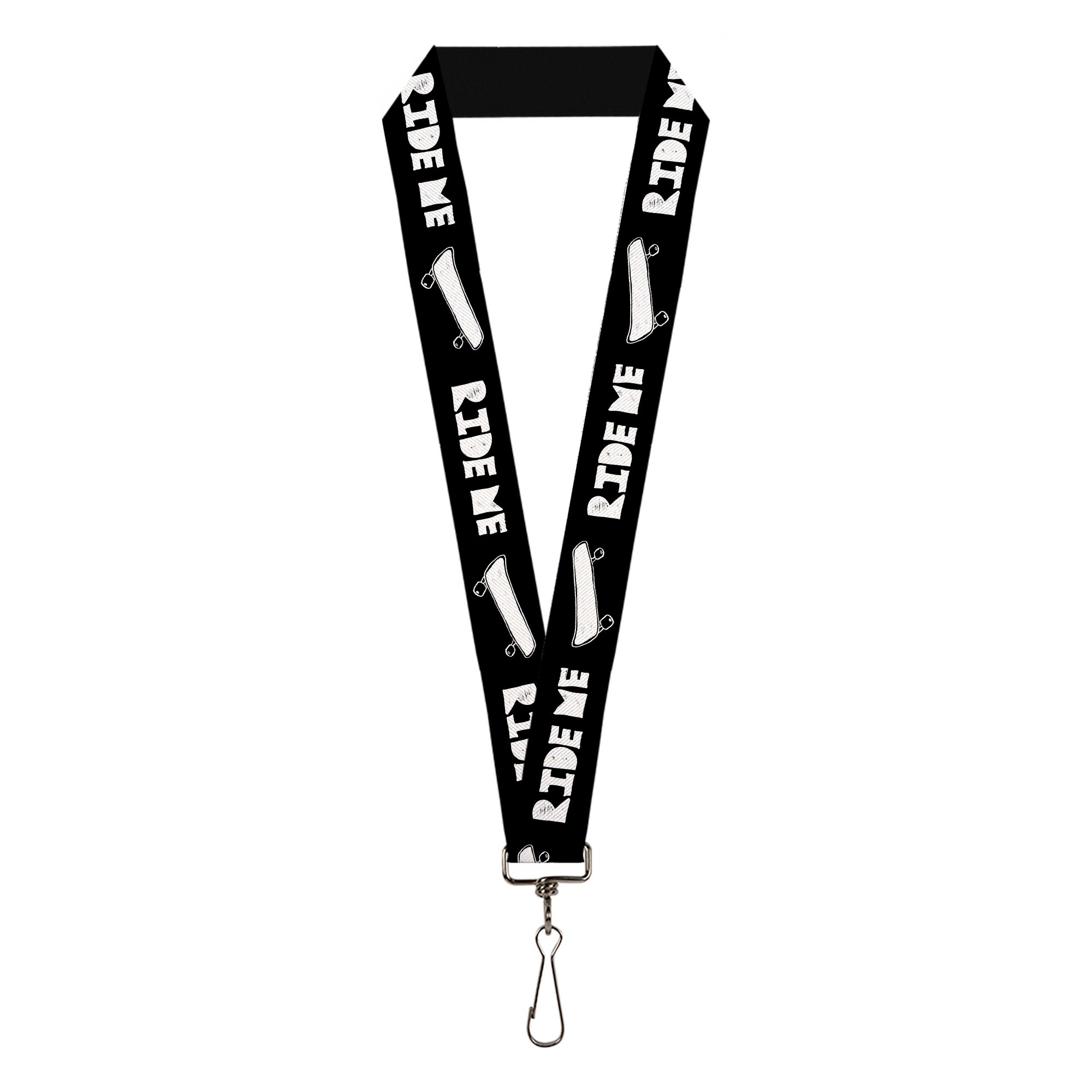 Lanyard - 1.0" - RIDE ME Skateboard Black White Lanyards Buckle-Down
