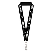 Lanyard - 1.0" - RIDE ME Surfboard Black White Lanyards Buckle-Down
