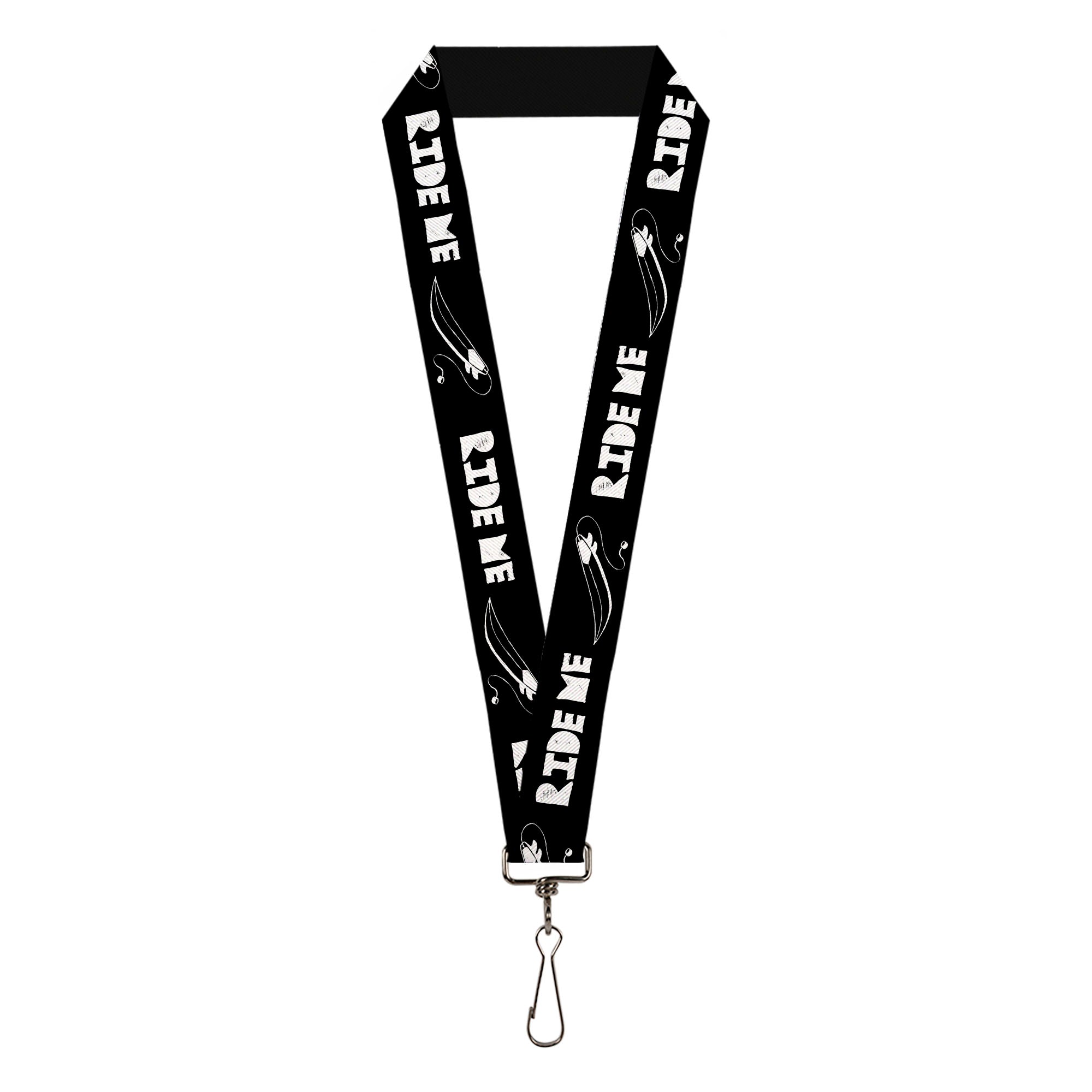 Lanyard - 1.0" - RIDE ME Surfboard Black White Lanyards Buckle-Down