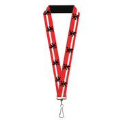 Lanyard - 1.0" - Rampant Lion Repeat Stripes Red White Black Lanyards Buckle-Down