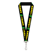Lanyard - 1.0" - RRRAWR Dinosaur Black Green Yellow Lanyards Buckle-Down