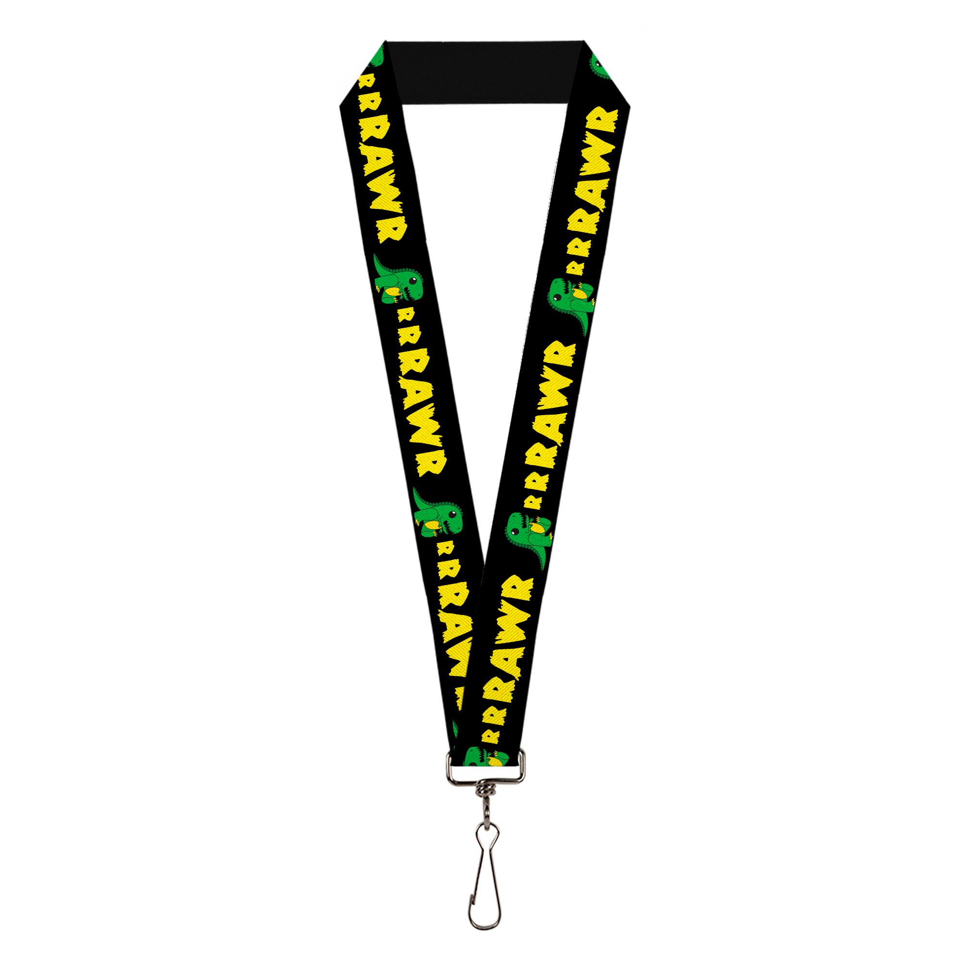 Lanyard - 1.0" - RRRAWR Dinosaur Black Green Yellow Lanyards Buckle-Down