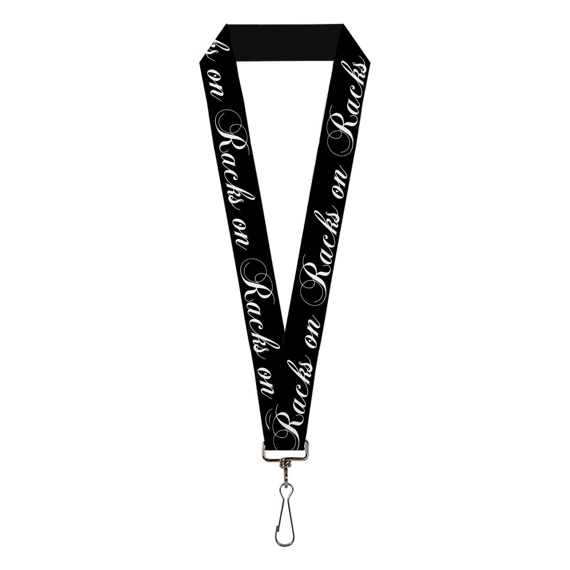 Lanyard - 1.0" - RACKS ON RACKS Black White Lanyards Buckle-Down