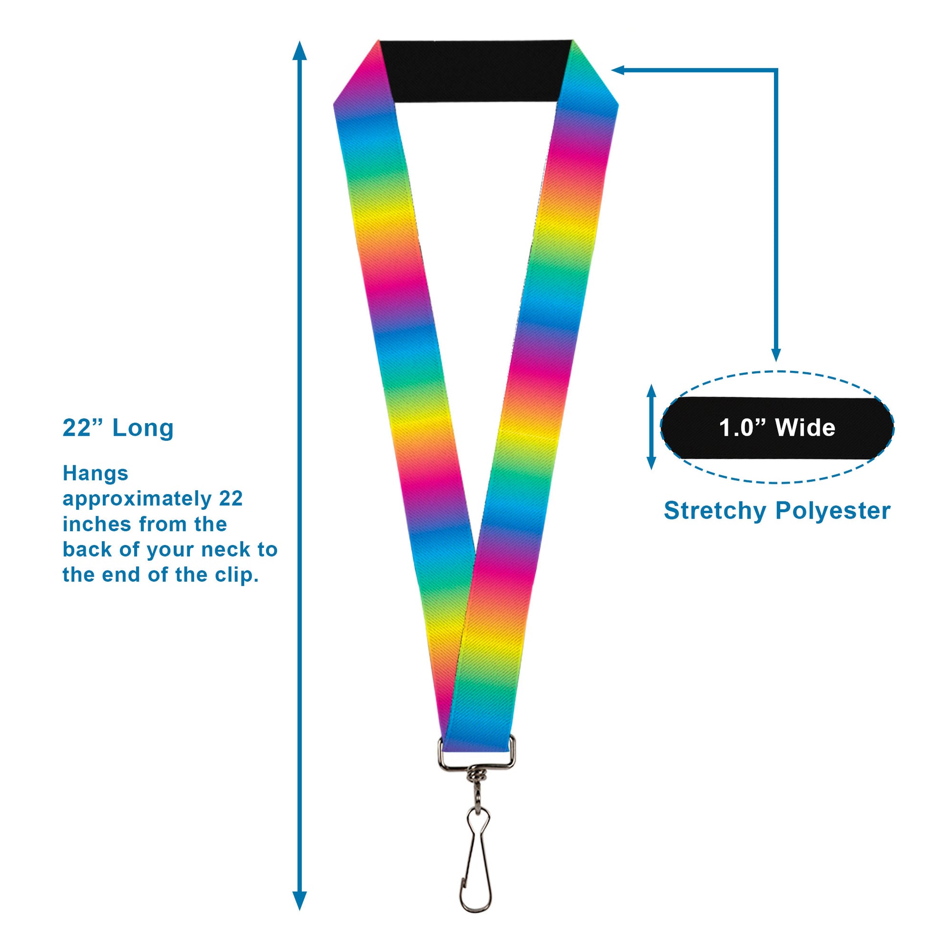 Lanyard - 1.0" - Rainbow Ombre Lanyards Buckle-Down