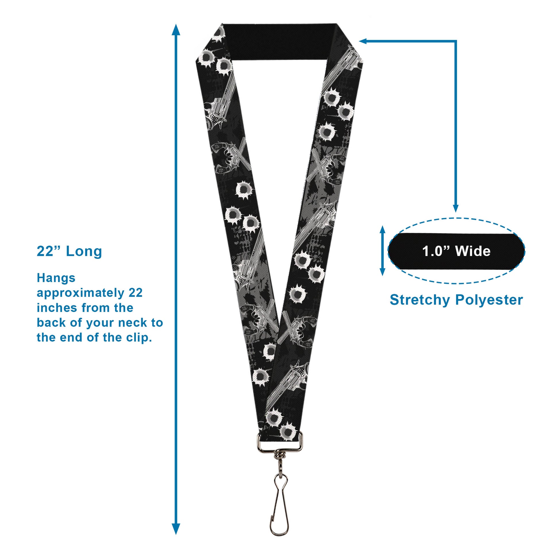 Buckle-Down Lanyard - Revolvers Black/Gray Lanyards Buckle-Down
