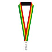 Lanyard - 1.0" - Rasta Stripes Painted Green Yellow Red Lanyards Buckle-Down
