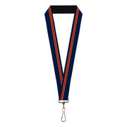 Lanyard - 1.0" - Racing Stripe Navy Orange Lanyards Buckle-Down