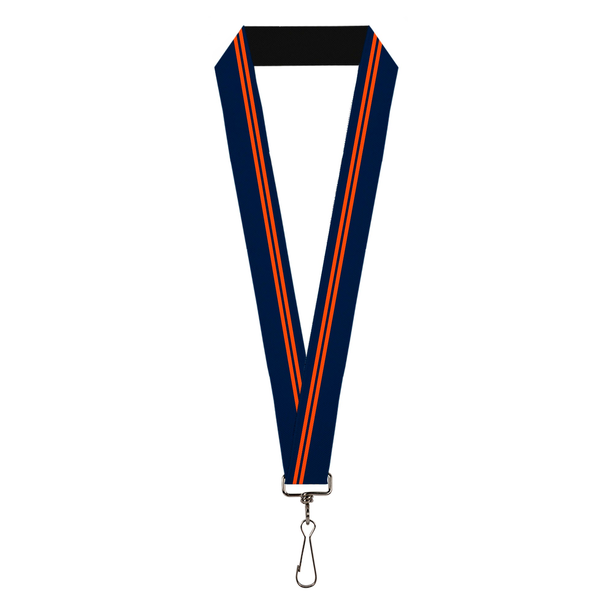 Lanyard - 1.0" - Racing Stripe Navy Orange Lanyards Buckle-Down