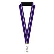 Lanyard - 1.0" - Racing Stripes Purple Gray White Black Lanyards Buckle-Down