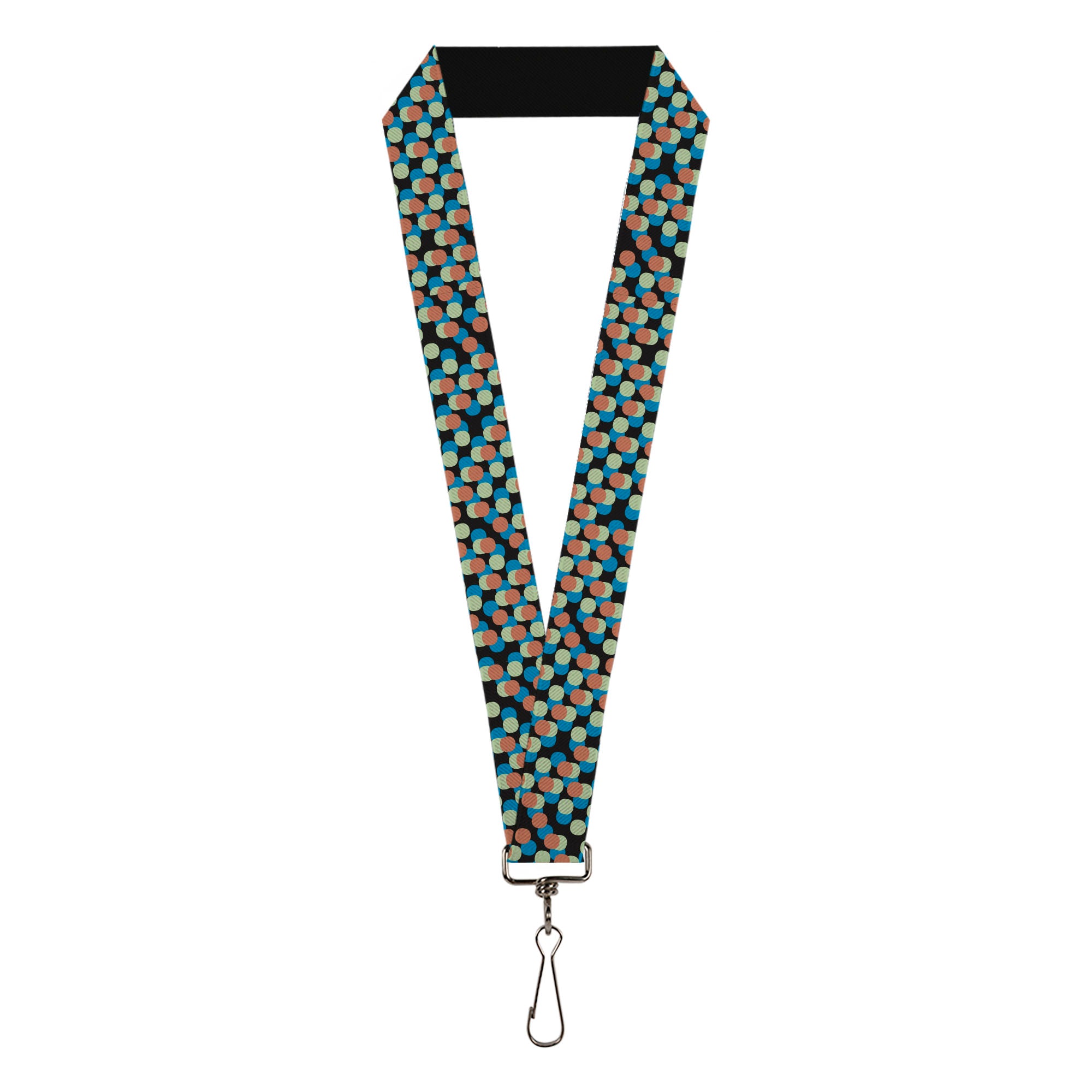 Lanyard - 1.0" - Polka Dots Stacked Black Blue Sage Brown Lanyards Buckle-Down