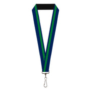 Lanyard - 1.0" - Racing Stripe Navy Bright Green Lanyards Buckle-Down
