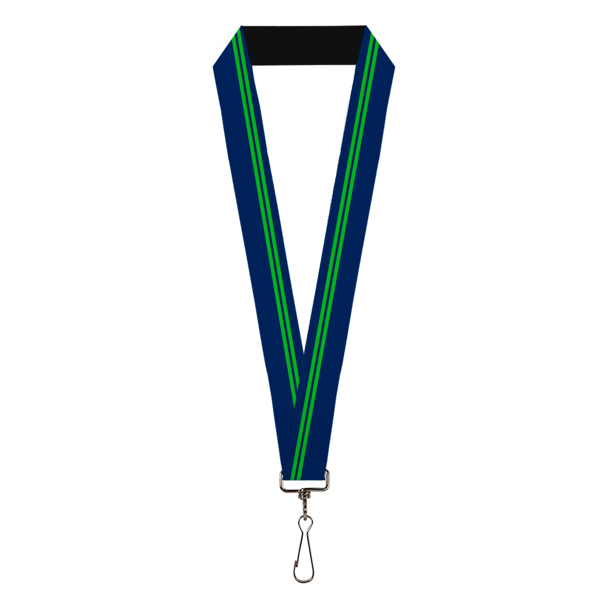 Lanyard - 1.0" - Racing Stripe Navy Bright Green Lanyards Buckle-Down