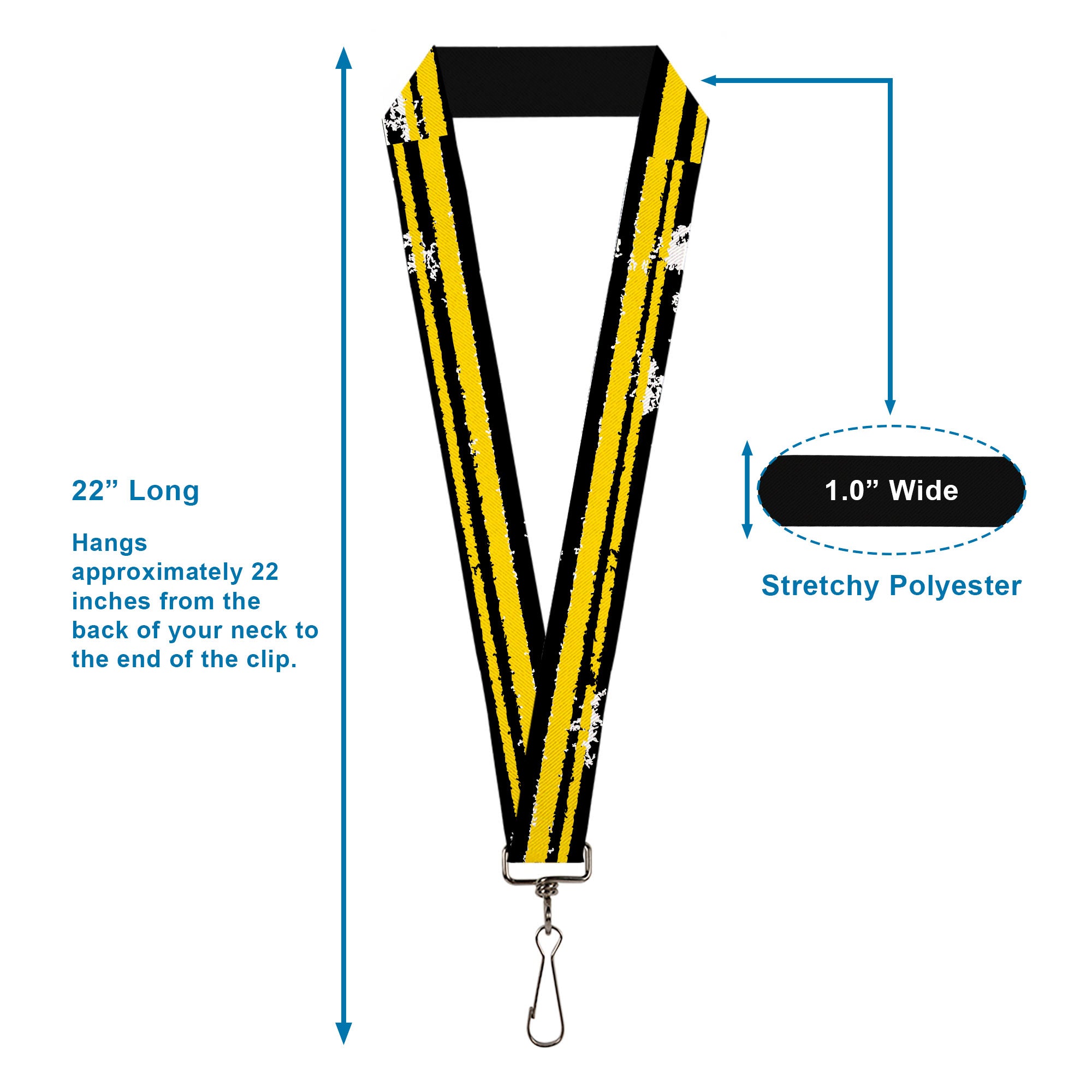Lanyard - 1.0" - Racing Stripe2 Weathered Black Yellow Lanyards Buckle-Down