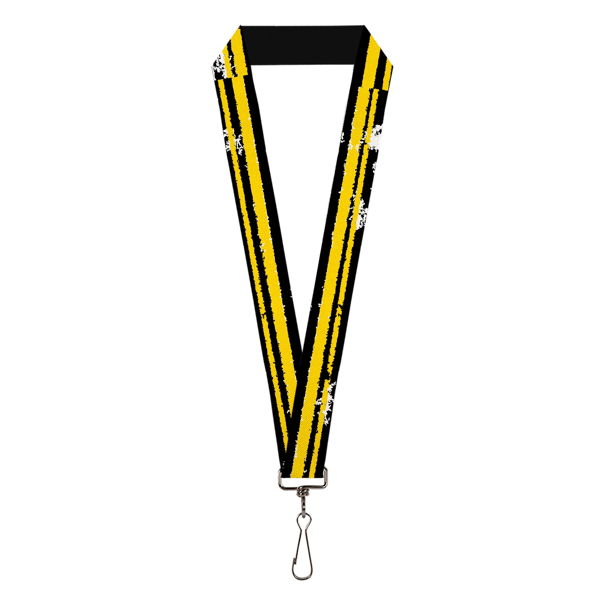 Lanyard - 1.0" - Racing Stripe2 Weathered Black Yellow Lanyards Buckle-Down