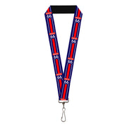 Lanyard - 1.0" - ROUTE 66 Highway Sign Stripe Blue White Red Lanyards Buckle-Down