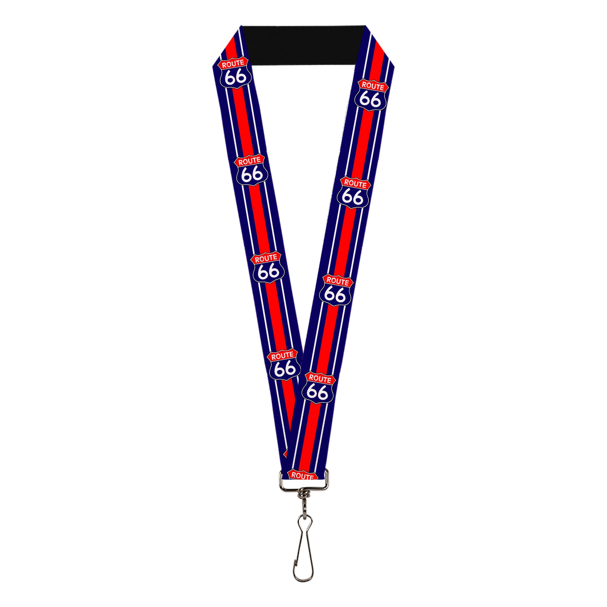 Lanyard - 1.0" - ROUTE 66 Highway Sign Stripe Blue White Red Lanyards Buckle-Down