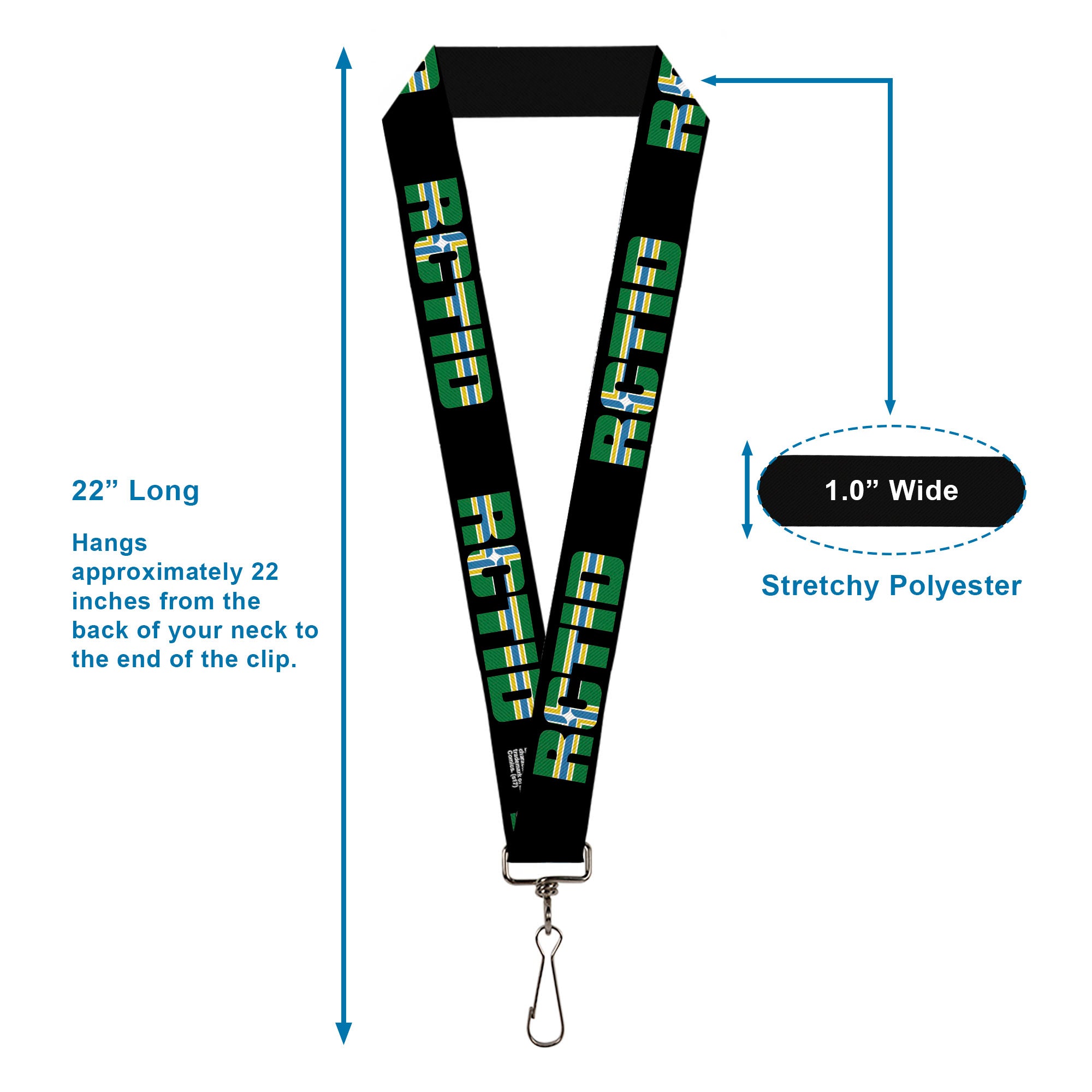Lanyard - 1.0" - RCTID Black Portland Flag Lanyards Buckle-Down