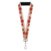 Lanyard - 1.0" - Rose Trio Leaves Pink Lanyards Buckle-Down
