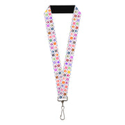 Lanyard - 1.0" - Skull & Fleur-de-Lis White Multi Color Lanyards Buckle-Down