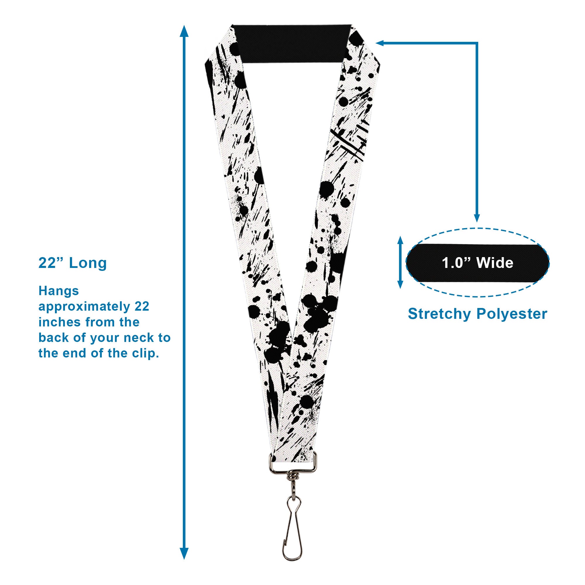 Lanyard - 1.0" - Splatter White Black Lanyards Buckle-Down