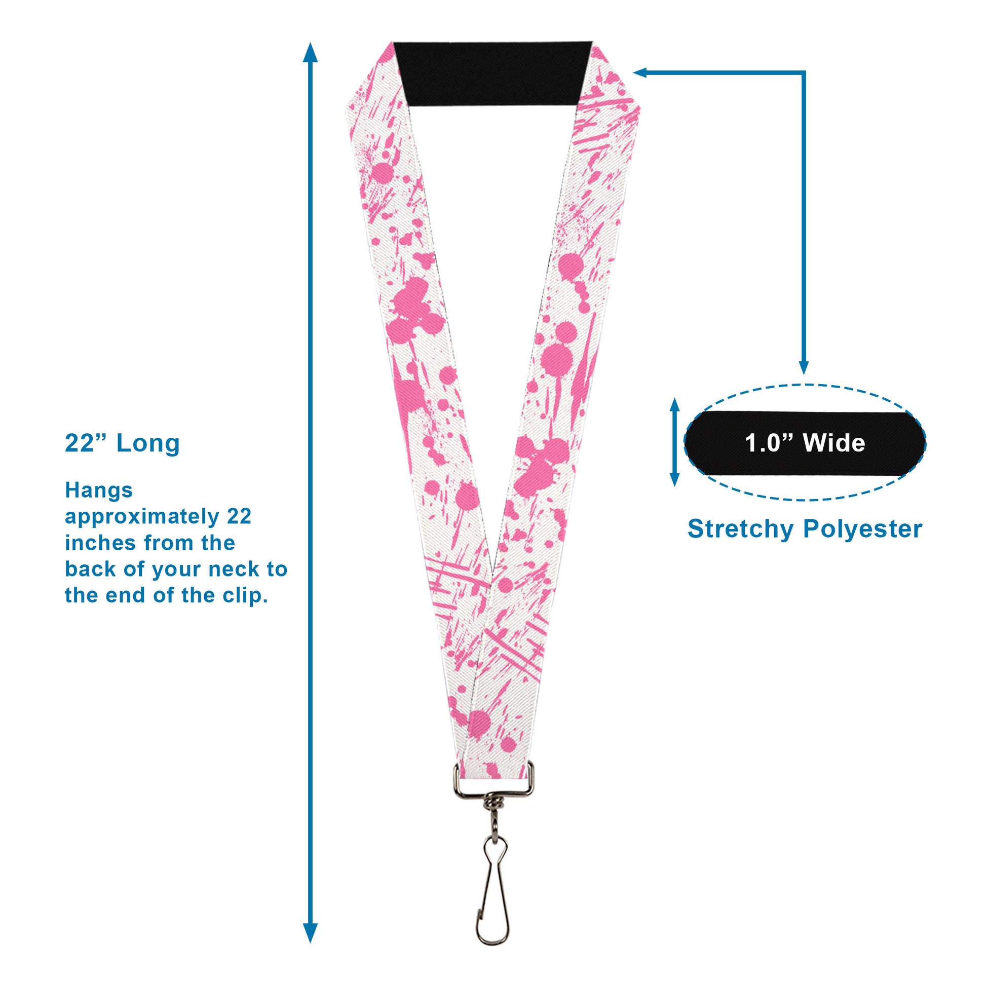Lanyard - 1.0" - Splatter White Pink Lanyards Buckle-Down