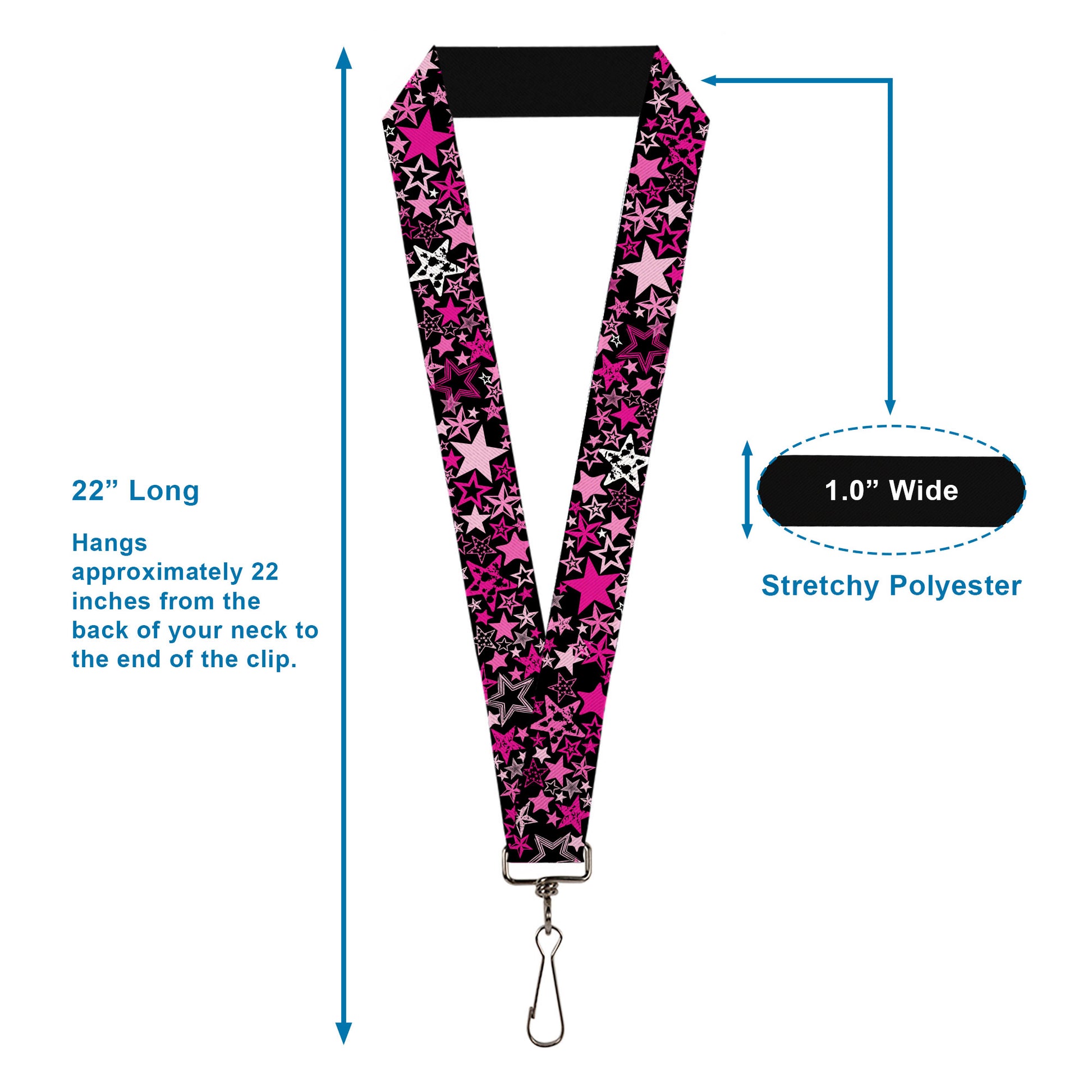 Lanyard - 1.0" - Stargazer Black Pink Lanyards Buckle-Down