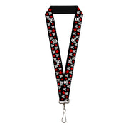 Lanyard - 1.0" - Skulls & Stars Black White Red Lanyards Buckle-Down