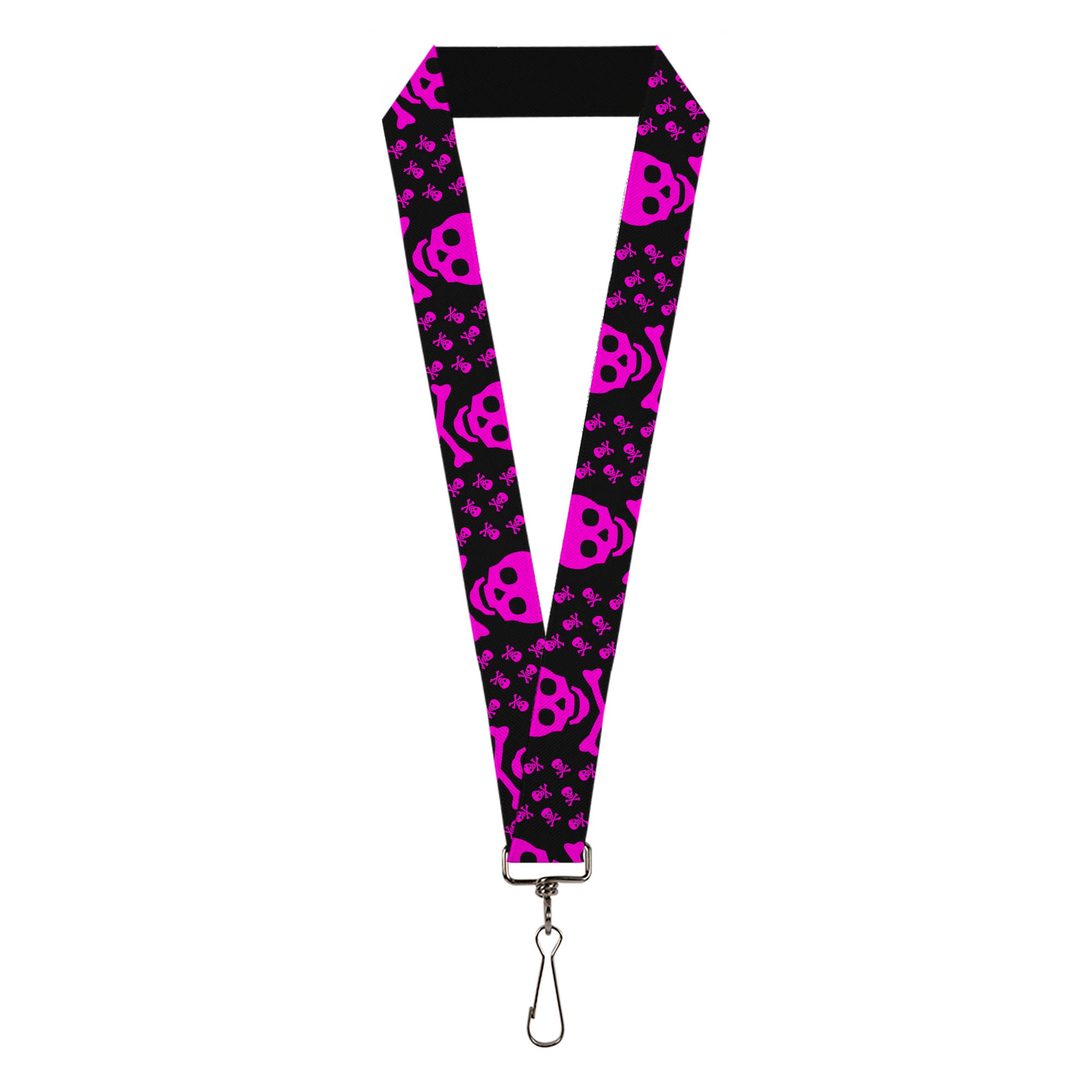 Lanyard - 1.0" - Skull w Babies Black Fuchsia Lanyards Buckle-Down