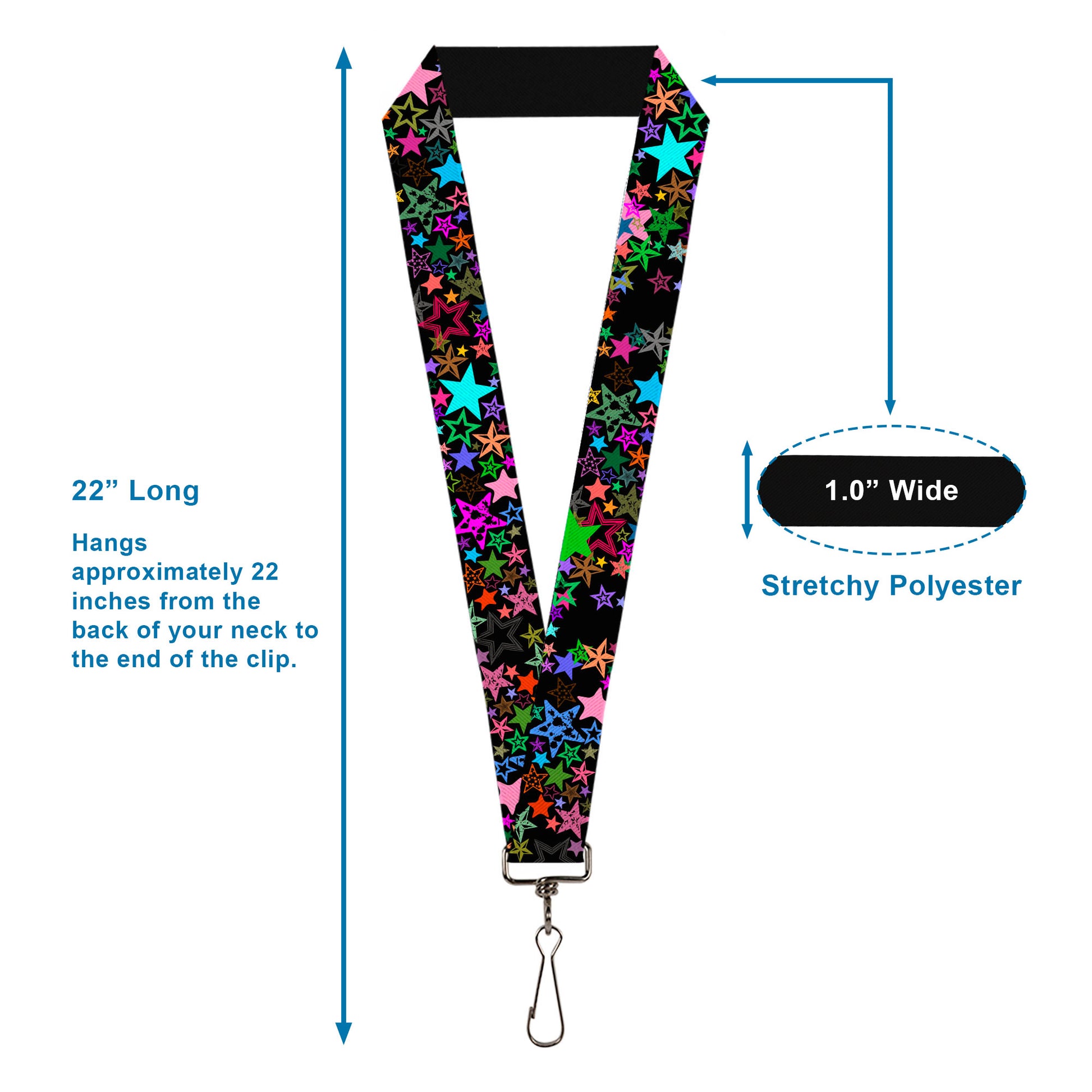 Lanyard - 1.0" - Stargazer Black Multi Color Lanyards Buckle-Down