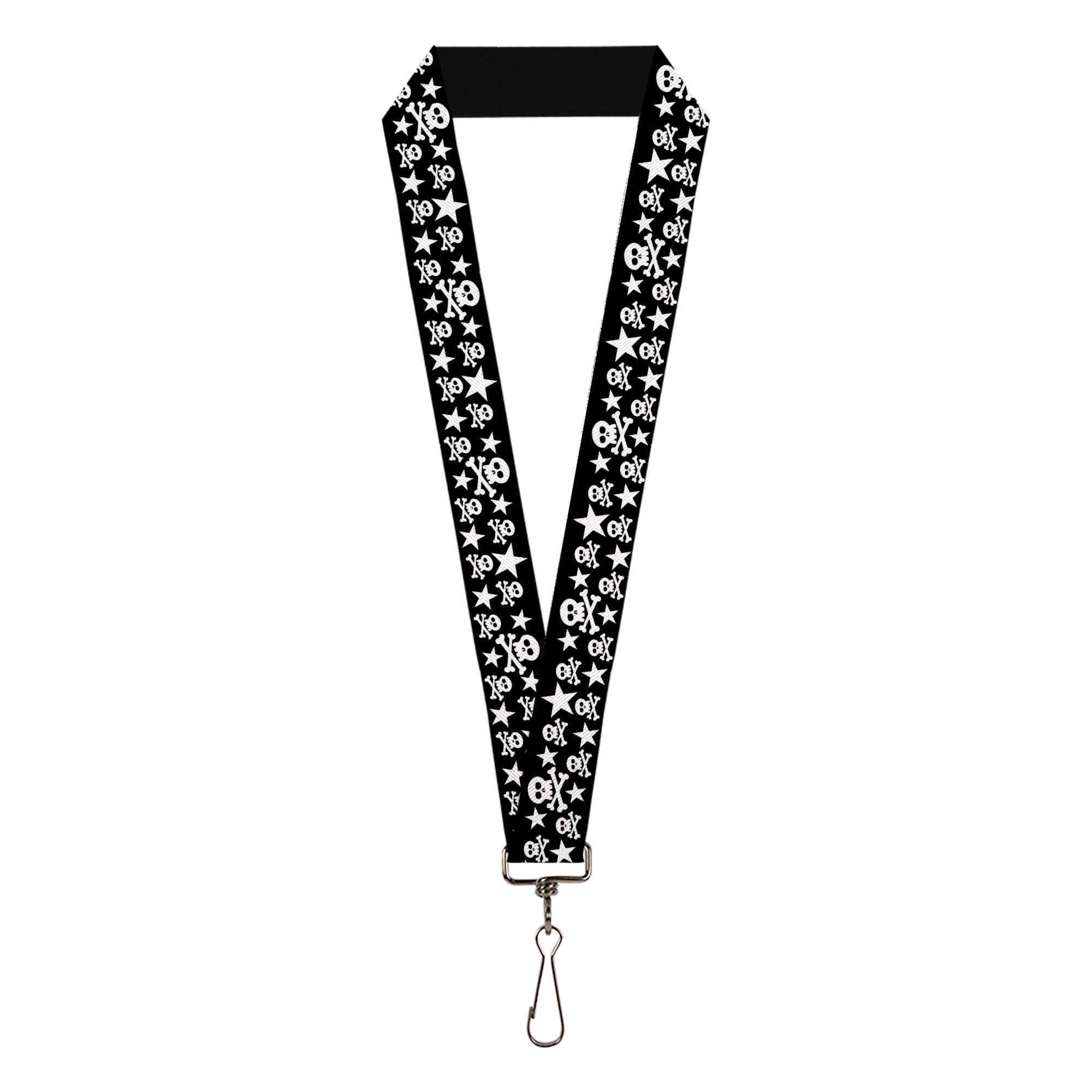 Lanyard - 1.0" - Skulls & Stars Black White Lanyards Buckle-Down