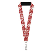 Lanyard - 1.0" - Skull Yard Red White Lanyards Buckle-Down