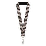 Lanyard - 1.0" - Skull w Bow Black White Red Lanyards Buckle-Down